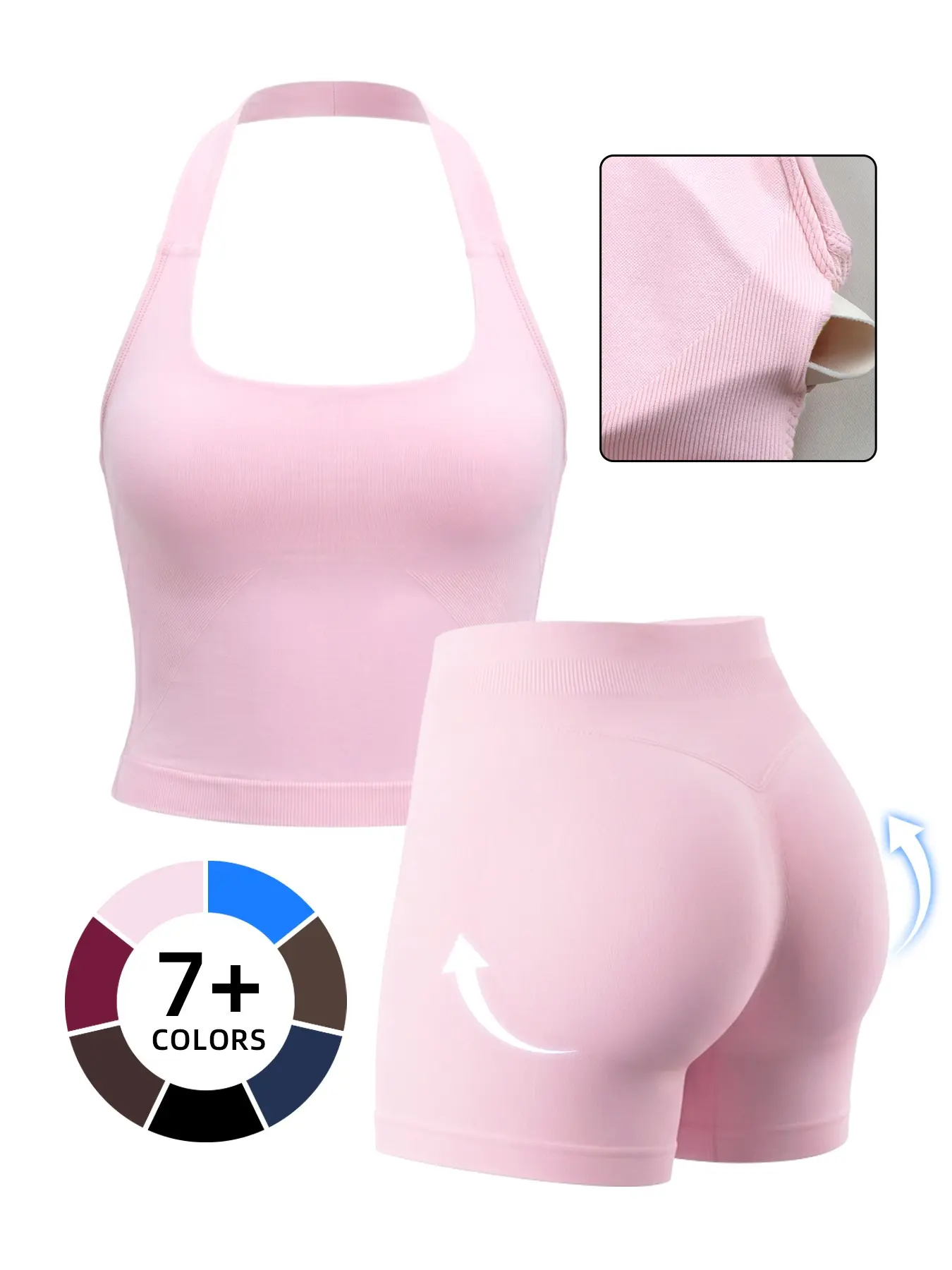 Women's Two-Piece Bodycon Workout Set, Tank Top and High-Waisted Shorts, Breathable Quick-Dry Sports Outfit for Yoga, Gym and Running, Gym Yoga Outfits