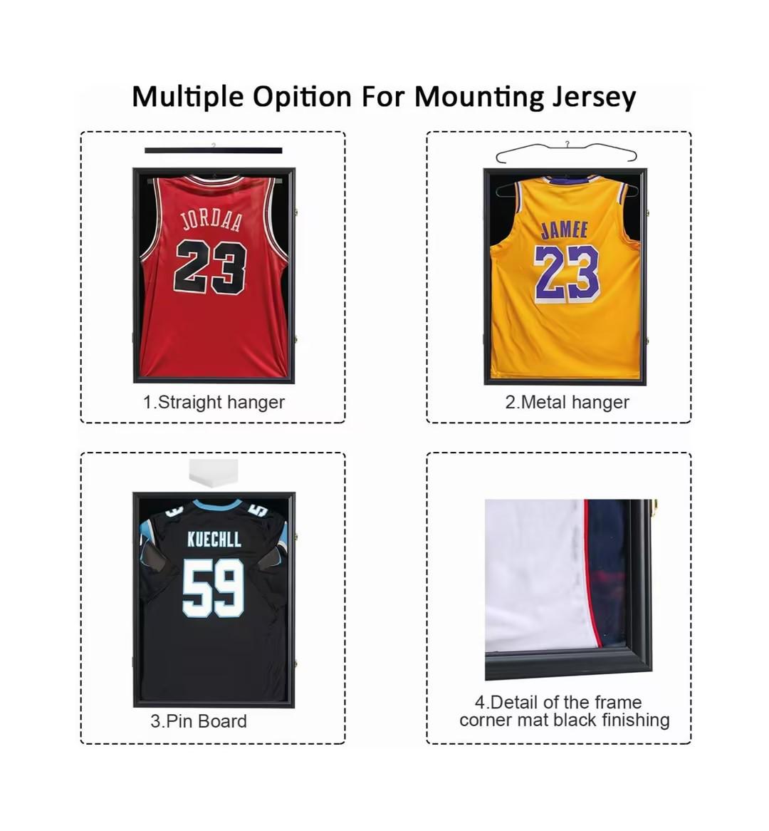 【Buy 1 Get 1 Free Card Frame】-CRDC  Jersey Frame Display Case Shadow Box Lockable with UV Protection for Baseball Basketball Football Soccer Hockey Sport Shirt