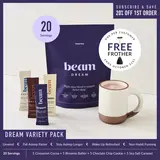 Beam Dream Sleep Support Hot Cocoa Variety Pack – Melatonin, Magnesium & L-Theanine, Sugar Free, Caffeine Free, 15 Calories, 4 Flavors, 20 Sticks