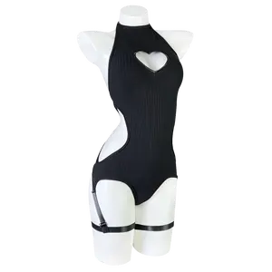 KORURACLUB Women's Knit Base Layer Top – Heart Cutout, Slim Fit Everyday Wear