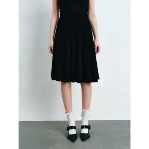 URBAN REVIVO 2026 Viral Pleated Midi A-Line Skirt