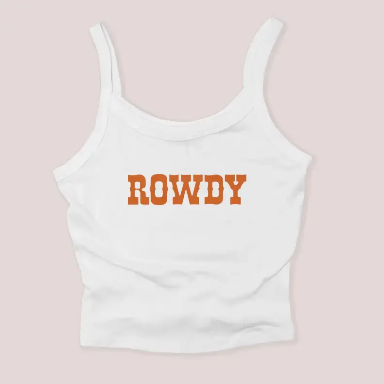 Rowdy Western Rib Strap Tank, Cowgirl Top, Y2K Graphic Shirt, Streetwear Vibes, Gift For Her