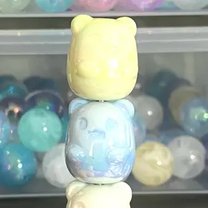 Bear bead,  mix 10 pcs, to fit saucer/airplane bead