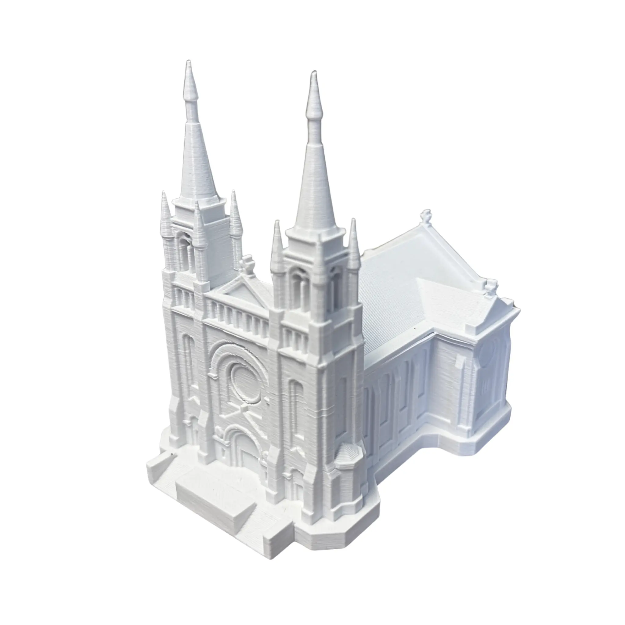 St. Joseph Cathedral Replica Sioux Falls Landmark Architectural Model Minimalist Heron Pattern 3x4x4 Compact Durable White Material
