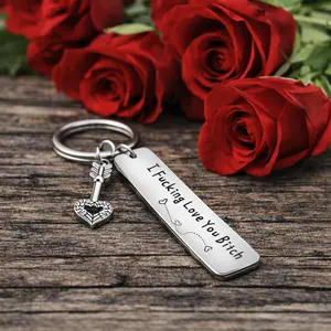 Best Friend Keychain for Women, Stainless Steel Key Chain Engrave I Fking Love You Bith Birthday Christmas Friendship Gift for Bestie Best Friends Female Bff