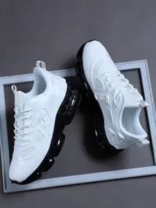 Men's Low Top Sporty Sneakers, Geometric Structure, Transparent Bubble Sole, Breathable Mesh, Streetwear & Daily Commute