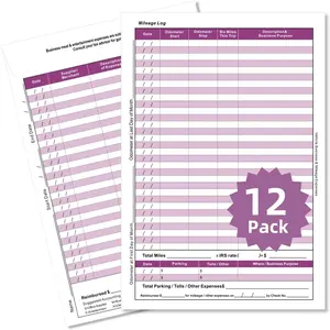Receipt Organizer Envelopes with Mileage Log Book and Expense ,Business Expense  and Cost Record for Receipts Storage, 12-Pack, 6.5x9.5 Inches,