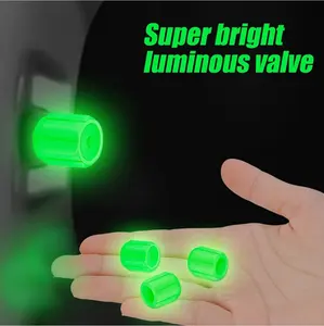 4pcs Luminous Bicycle Tire Valve Caps Night Glowing Decor Motorcycle Bike Valve Stem Cap Wheel Nozzle