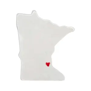 Minneapolis Ceramic Magnet - Handmade Minnesota Souvenir with Red Heart Design