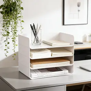 Stackable Desktop Storage Box Office Desk File Organizer A4 Paper Holder Stationery Book Shelf, Essential Organizational Solution