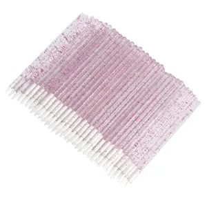 100PCS Disposable Liner Brushes, Eyebrow and Liner Brush Applicator, Cosmetic Eye Wands for Lip Liners, Eye Makeup, Eyelashes and Detail Painting (Crystal Pink)