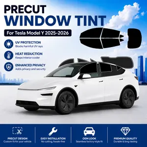 Precut Window Tint Film for Tesla Model Y 2025-2026 Front Row Window VLT 2Ply Anti-Shatter, UV Block, Privacy Protection, Easy Install, No Trimming Needed,Heat & Glare Reduction