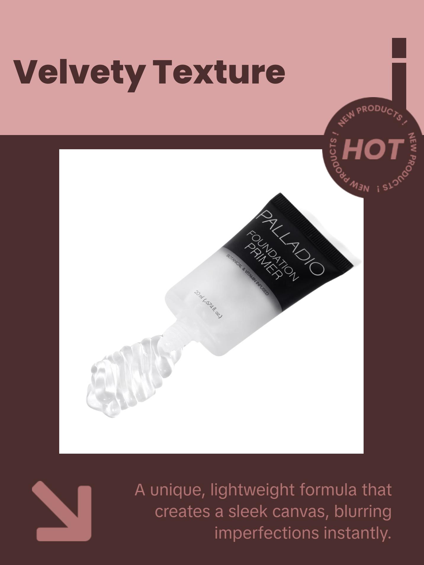 Palladio Foundation Primer, Lightweight and Velvety Primer with Aloe Vera and Chamomile, Wear Alone or As Foundation Base, Minimizes Fine Lines and Pores, Helps Makeup Last Longer, 0.674 oz