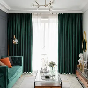 Modern Luxury Emerald Velvet Curtains, High Light Blocking Fabric, Living Room Bedroom Drapery, Noise Reduction Insulation, Thermal Insulated Curtain, No Sheer Curtain Included