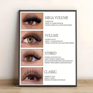 1 Piece Modern Frameless Canvas Poster - Eyelash Extension Volume Chart (Extra Large/Extra Volume/Mixed) - Hair Salon, Living Room, Bedroom, Office Decoration - Beauty School and Spa Wall Art - Minimalist Makeup Reference Poster, 2D Graphic Design, Perfec
