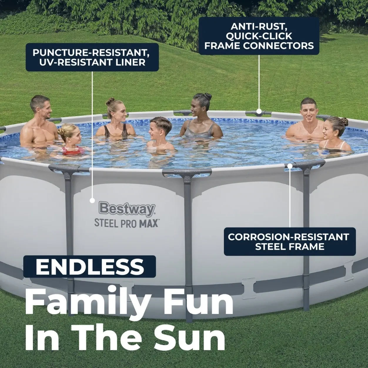 Bestway Steel Pro MAX 14'x48" Round Above Ground Swimming Pool with Pump & Cover