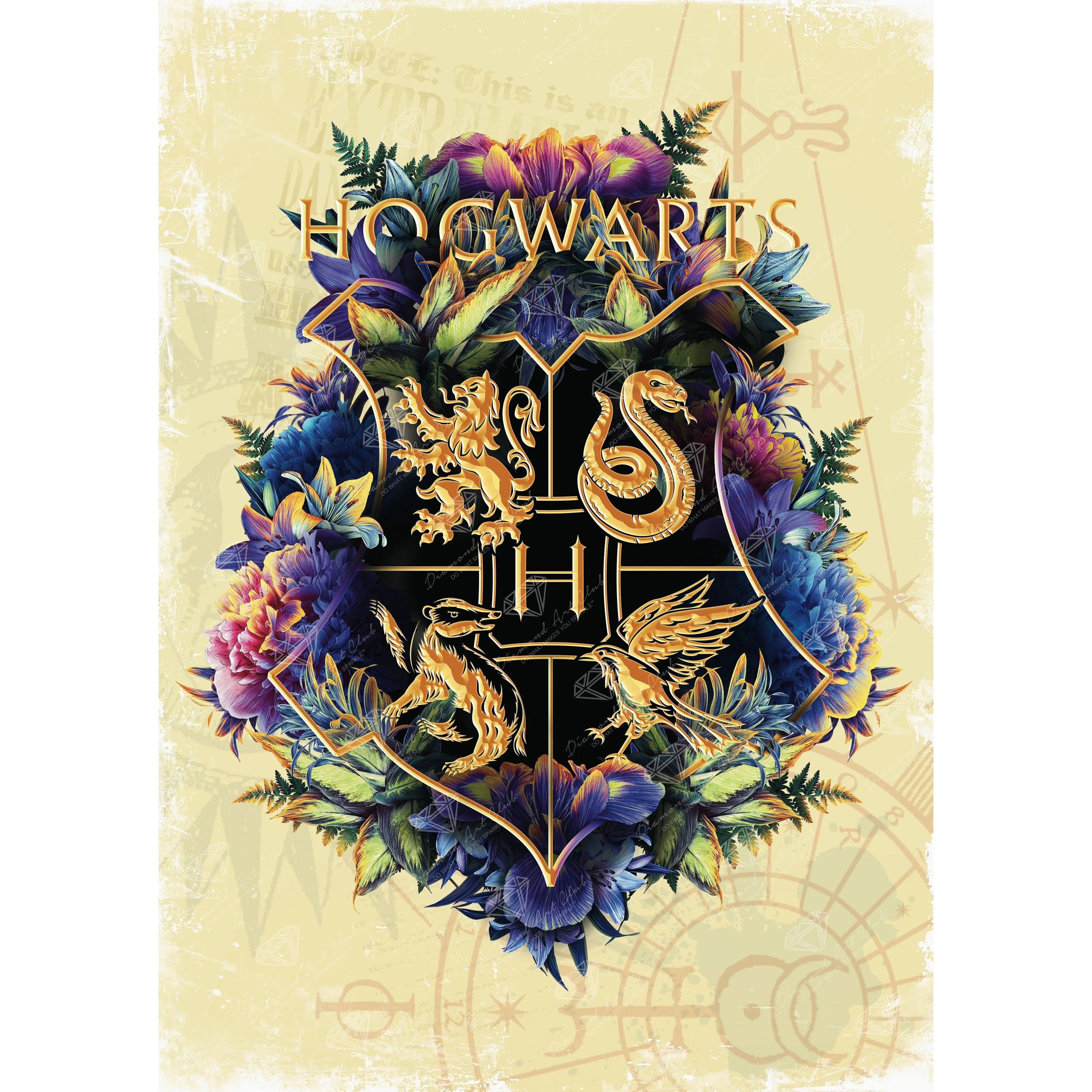 Diamond Art Club® Hogwarts™ Crest - Fine Oddities (Beige) Diamond Painting Kit