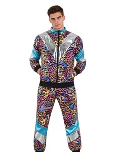 90s Party Photobooth Props Disco Sportswear 2-piece Jogging Suit Retro Style Carnival Themed Party Outfit Live Role-playing Jacket and Pants Role-playing Costume