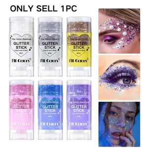 Body Paint Glitter Stick, 6 Colors Available, Long-Lasting Sparkle for Body/face/hair/eyeshadow, Music Festival Party, Easy to Remove