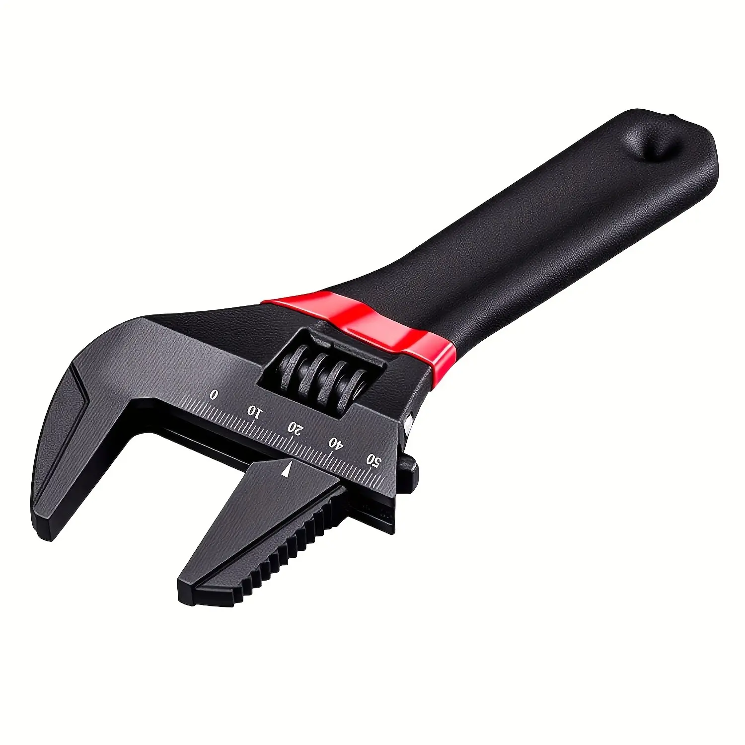 1Pc Wide Jaw Adjustable Wrench, Heavy Duty Wrench, Short Handle Stubby Plumbing Repair Wrench with Scale for Tight Spaces