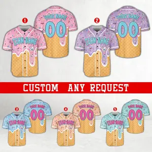 Personalized Ice Cream Drip Baseball Jersey, Custom Sprinkle Drip Baseball Jersey, Matching Family Baseball Jersey, Game Day Summer Outfit