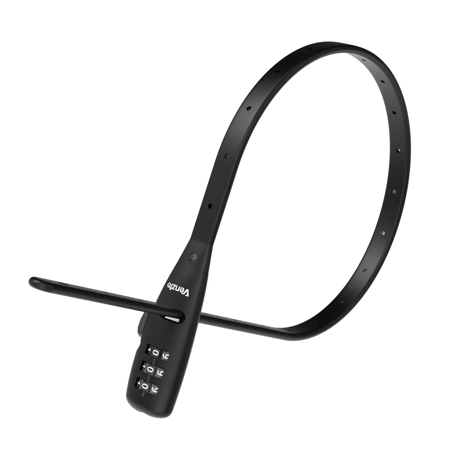 Venzio Keyless 3-Digit Resettable Combination Bicycle Padlock - 304 Stainless Steel Core, Tough Nylon Sleeve, 7.8in-12.2in Adjustable, Lightweight, Multi-Purpose for Bicycles, Cabinets (1 Set, Black)