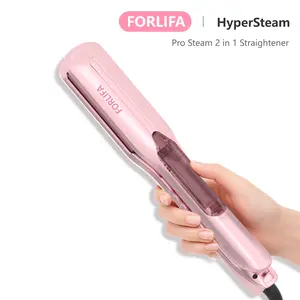 FORLIFA HyperSteam Pro Steam 2 in 1 Straightener FL7001 with 1.5-inch Cool Mist Infrared Technology 5 Temp Settings Auto Shut-Off Hair Styling Kit, WeeklyDeals,Summervibes