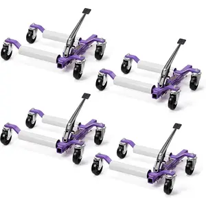 TUFFIOM Car Wheel Dolly Jack Set of 4, Mechanical 1500-lbs Car Skates, 12'' Wheel Vehicle Positioning Jack, Heavy Duty Rollers with Ratcheting Foot Pedal for Tire Auto Repair Moving