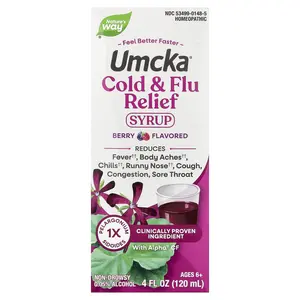 Nature's Way Umcka®, Cold + Flu Relief Syrup, Ages 6+, Berry, 4 fl oz (120 ml)