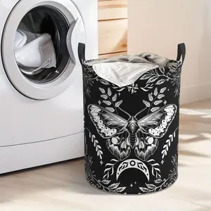 Gothic Butterfly Moon Phase Laundry Hamper  Portable Storage Hamper with Sturdy Handle， Oxford Cloth， Easy to Store and Collapsible Design， Laundry Baskets