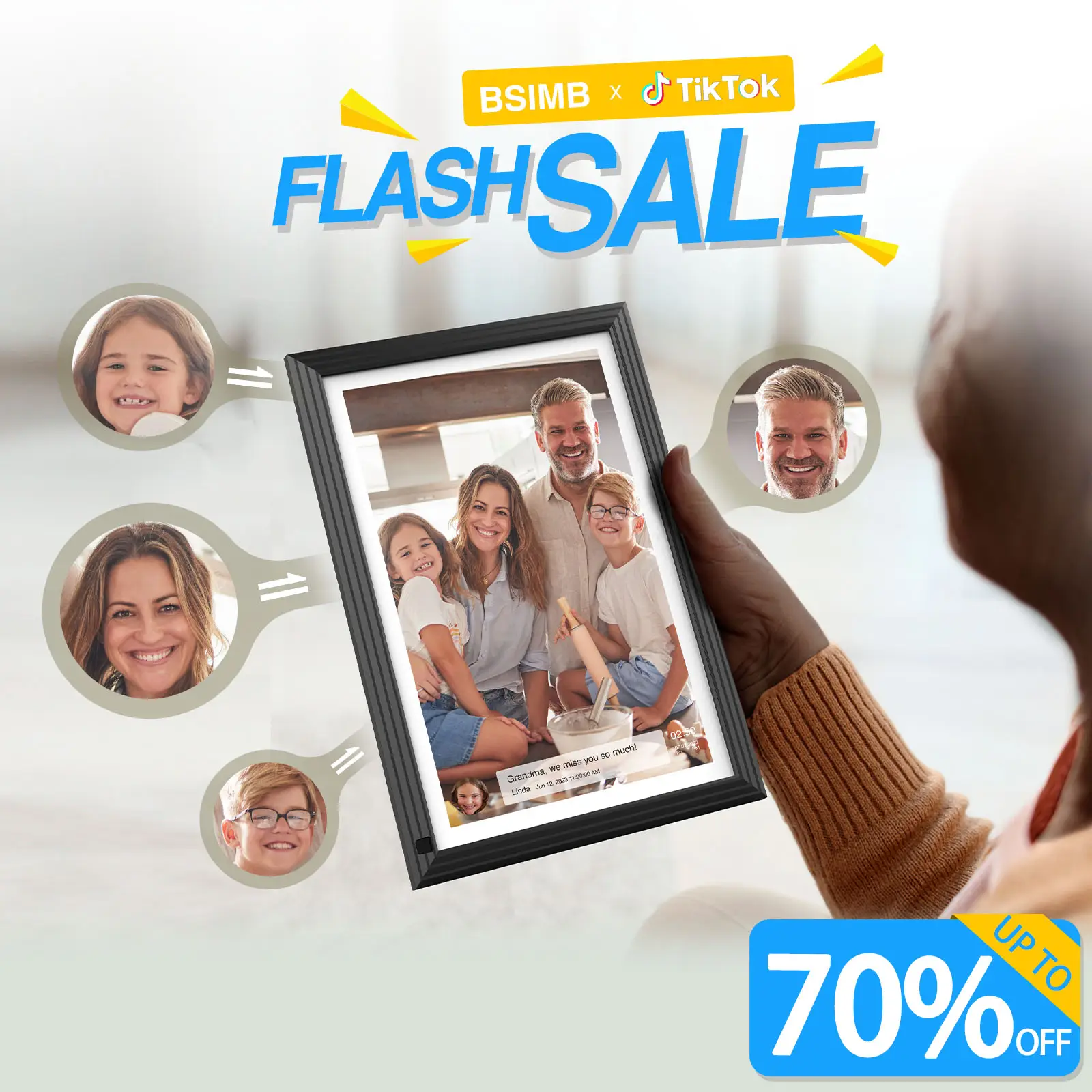 BSIMB 10.1'' Digital Picture Frame 32GB - Upload Photos&Videos from Anywhere via App/Email, Perfect Gifts for family/friends, Easy to Use with Touch S
