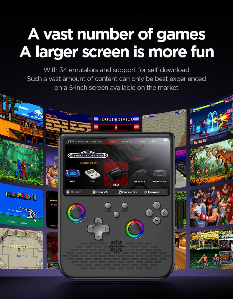 2026 New Upgrade Retro Video Handheld Game Console,Linux System,5 inch IPS Screen ,64G TF Card,Retro Arcade Game Console for Adult Gift Gaming