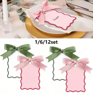 Shell Shape Name Card Set, DIY Wedding Table Number Cards, Party Decoration (), Includes Card & Ribbon, 1/6/12 Sets