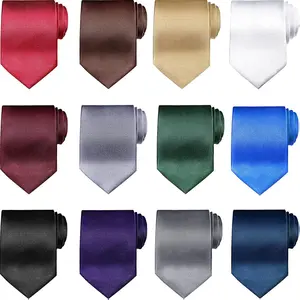 Solid Satin Pure Color Ties Set Business Formal Necktie Tie for Men Formal Occasion Wedding