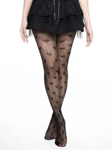 【Plus Size】 Heart Print Fishnet Tights, Women's Comfy Breathable Tights for Daily Wear, Plus Size Women's Underwear for All Seasons