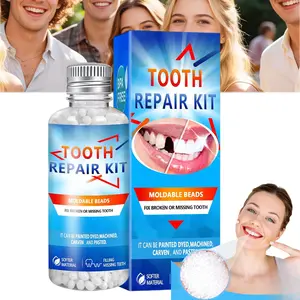 Moldable False Teeth Repair Kit, DIY Temporary Tooth Replacement Beads, Natural Invisible Filling Beads for Missing, Broken, Chipped Teeth, Confident Smile Temporary Dental Restoration