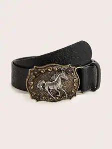Vintage Western Cowboy Cowgirl PU Leather Belt, Cowboy Cowgirl Belt, Animal Print Buckle, Casual Style, Fits Jeans and Dresses, All Seasons, Halloween Accessory