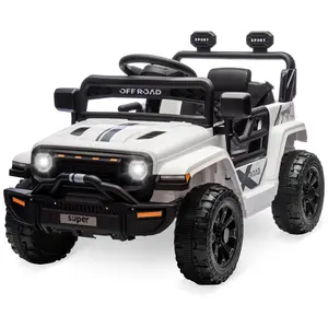 GARVEE 12V Electric Ride-On Truck Car for 3-5 Year Olds - White, Parent Remote Control, Steering Wheel Music, 4-Wheel Spring Suspension, LED Lights, 2 Speeds, Power Wheels With Remote Control, Ride On Wheels