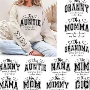 This Mama/Grandma/Nana Wears Her Heart on Her Sleeve Sweatshirt,Mama Bundle, Mother's Day Gift, Custom Kids Names, Mama Heart Mom Sweatshirt 4