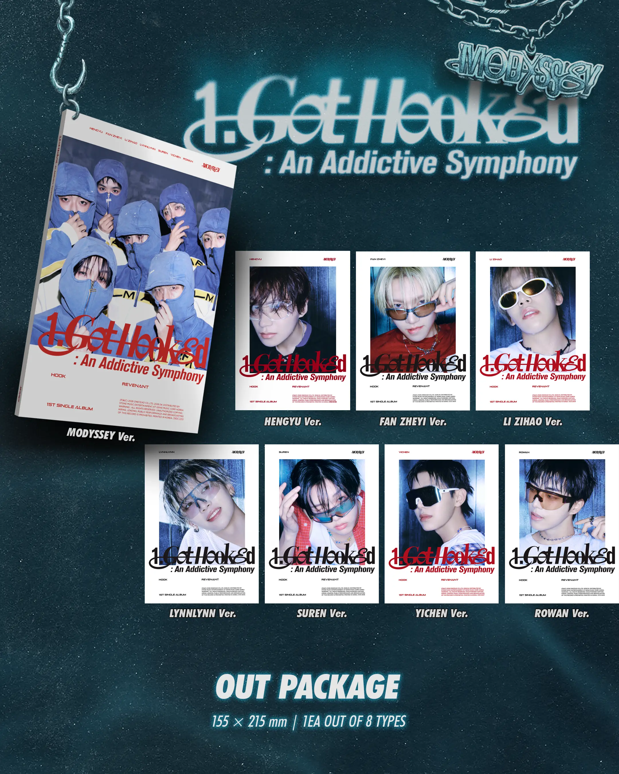 MODYSSEY 1st Single Album [1. Got Hooked: An Addictive Symphony] Official Kpop Album, Lynnlynn Yichen Member-Random Ver., Brand New Sealed Audio CD