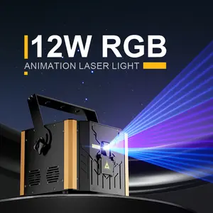 SHEHDS DJ Light Beam Effect RGB Full Color Strobe Lights 3D Animation Patterns 12W Stage ILDA Lights DMX512 Sound Activated Control Party Lights for Club Birthday Bar Disco Concert