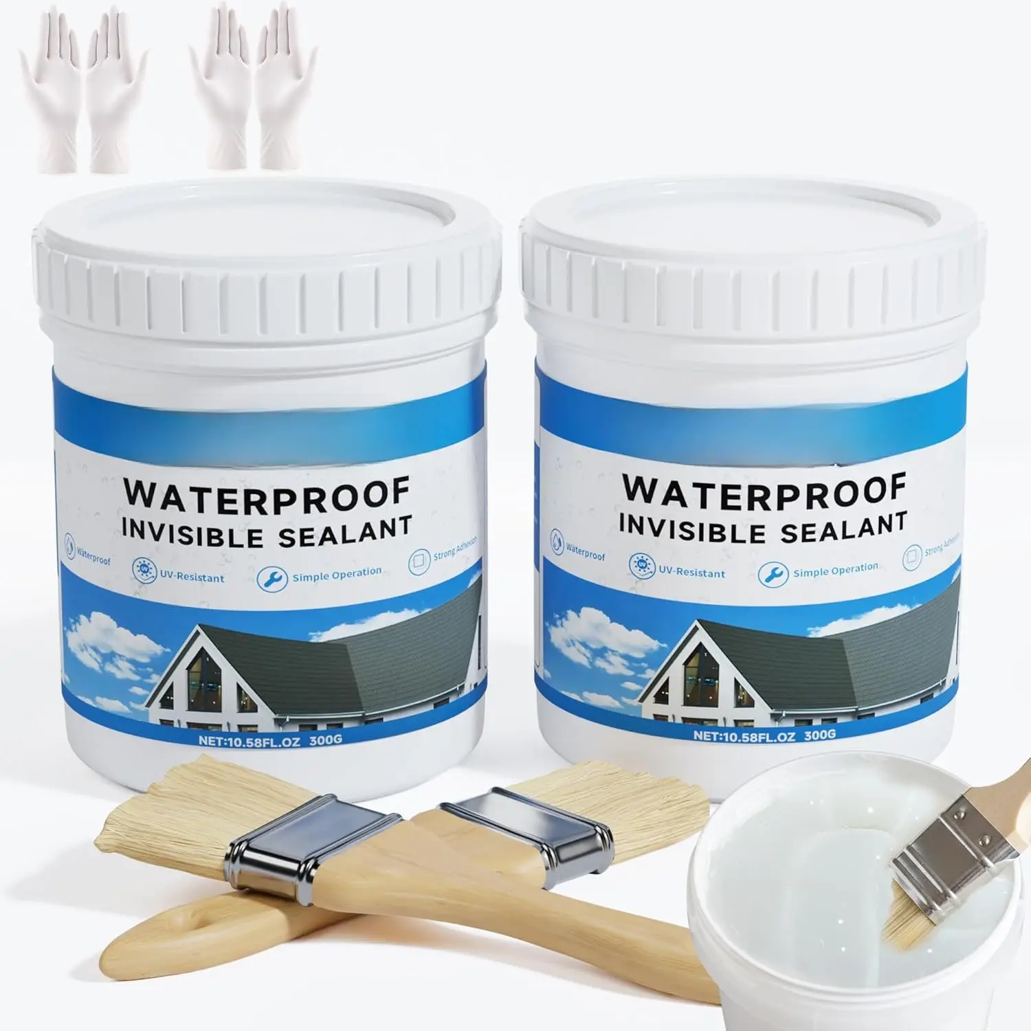 21oz Transparent Waterproof Sealant Coating Invisible Waterproof Agent, Waterproofing Adhesive for Roofs, Walls, Bathroom, Shower, Wood, Indoor & Outdoor Water Proof Clear Paint Sealer 600g