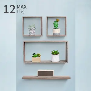 Floating Shelves, 17.72", wall-mounted wooden shelves for bathroom, bedroom, living room, kitchen; hanging shelf for book storage and decor with invisible brackets, maple