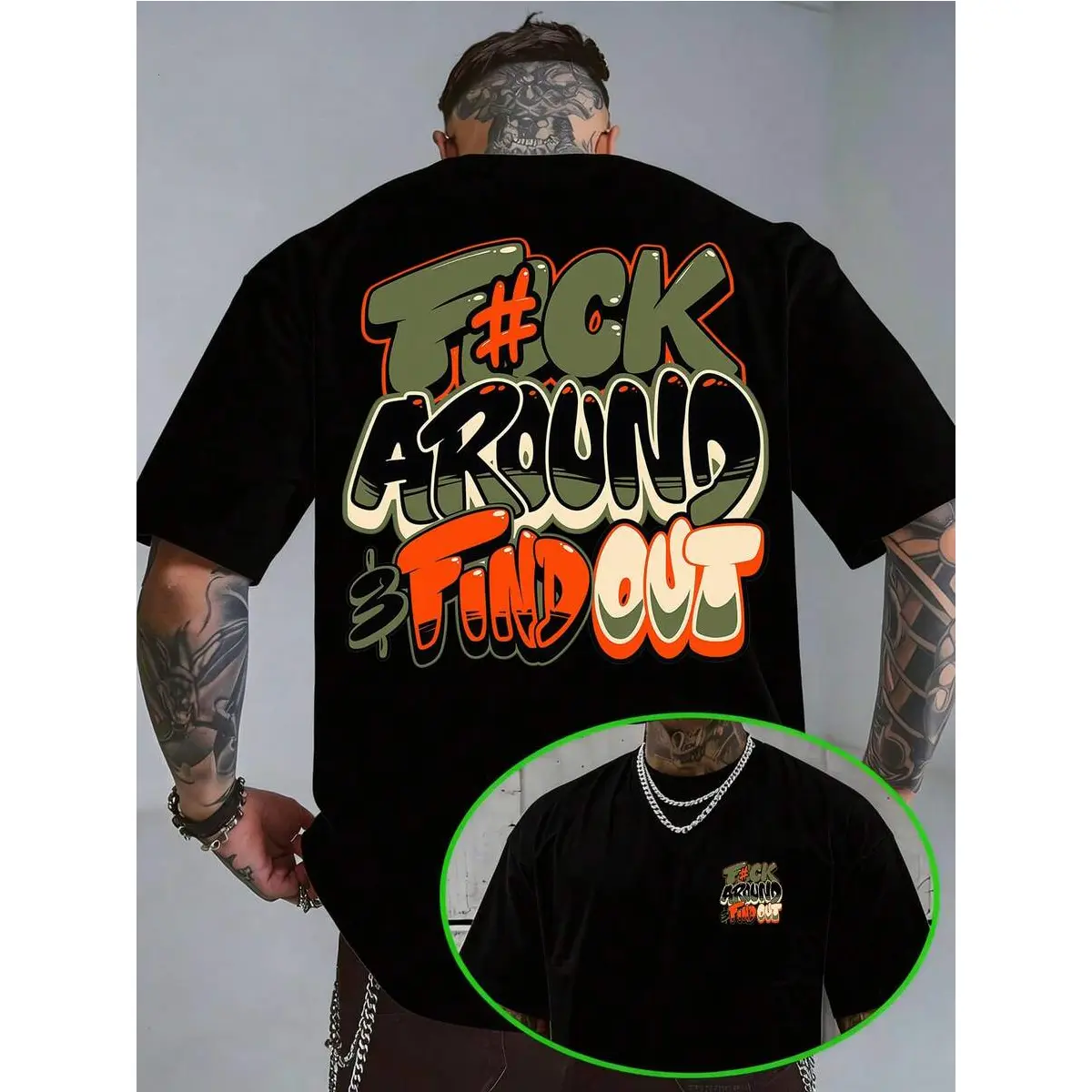 Men's Vintage T-Shirt, F#Ck Around And Find Out Casual Vacation Graphic Shirt, Loose Fit, Pure Cotton Men's Shirts, A Surprise Gift