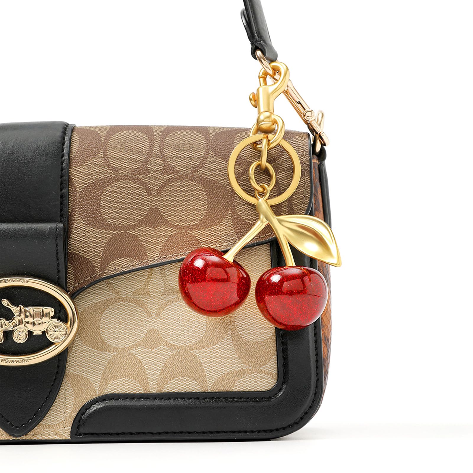 Lady small cherry bow letter pendant Key Chain casual style purse Handbag and backpack accessories Student car key chain