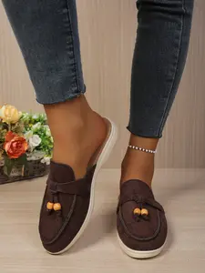 Women's Mary Jane Loafers, Casual Commuter Shoes, Comfortable Fashion Sneakers, Rhinestone Buckle Mules, Textile Upper, All Seasons