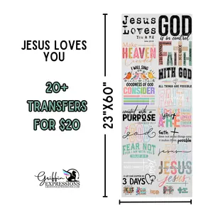 Jesus Loves You | Dollar Deals DTF Transfer Gang Sheet For Graphic Tees