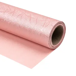 Reversible Rose Branch Gift Wrap Paper, Shiny Texture, 43.2cm X 500cm, Ideal for Birthday, Wedding, Party, DIY Craft Decoration