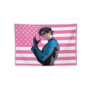 Nightwing Pink American Flag Tapestry, Funny American Flag, Dorm Room Wall Hanging