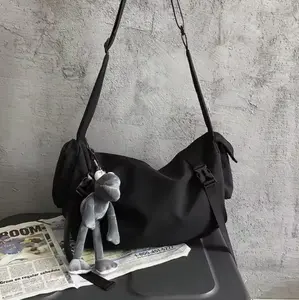 Casual backpack Japanese Functional Side Bag with Black Frog-capacity shoulder bag sports backpack tide with black frog